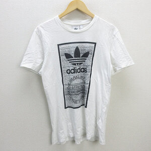 R■アディダスオリジナルス/ADIDAS ビッグロゴ 半袖 tシャツ■白【XL】MENS/71【中古】■