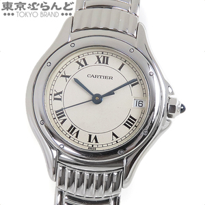 101734879 カルティエ CARTIER パンテール クーガー デイト W35010L4 アイボリー SS 腕時計 レディース クォーツ式 電池式 仕上済