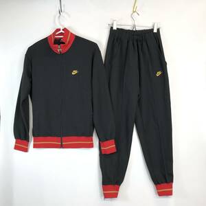 80s 日本製 NIKE ナイキ トラックジャケット セットアップ ジャージ Ｌサイズ ブラック レッド