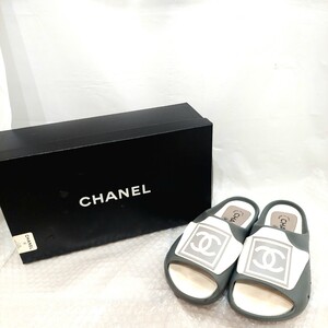 CHANEL シャネル ココマーク シャワーサンダル ビーチサンダル サンダル グレー系 mt-84