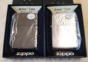 新品 アーマー ZIPPO 3面加工 ハーフハンマー 初期型ARMOR ブラック シルバー 2個セット