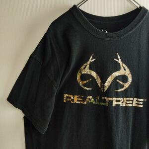 REALTREE 半袖シャツ Tシャツ ブラック コットン メンズ2XL