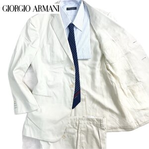 美品 XL相当!!希少色ホワイト!!! 【最高級borgo21】 GIORGIO ARMANI ジョルジオアルマーニ セットアップ スーツ ジャケット 白