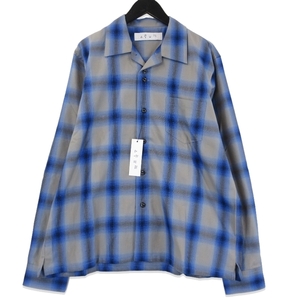 未使用 BAL バル 長袖チェックシャツ BAL-2093 PLAID FLANNEL SHIRT フランネルシャツ オープンカラー ブルー 3 タグ付き 71010598