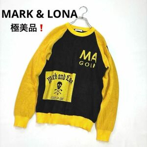 極美品★マーク&ロナ　メンズニットセーター　イエロー/ブラック 48/L