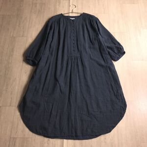 100円スタート○ tsukuru&Lin ノーカラー ワンピース　横幅ゆったり　体型カバー