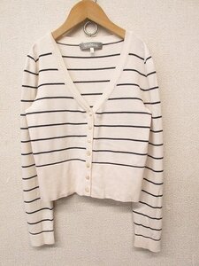 k6745：Max Mara(マックスマーラ) ショート丈 カーディガン S ボレロ ボーダー柄 コットンニット アイボリー紺ネイビー/レディース：35 