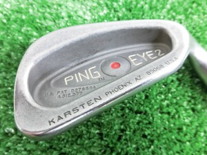 グリップ欠品♪PING ピン EYE2 KARSTEN 赤ドット 赤目 / 8番 アイアン 単品 純正スチールシャフト ZZ LITE FLEX-不明 ♪M1379