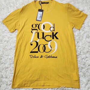 激レア イベント品 DOLCE&GABBANA タグ付き未使用 Tシャツ 半袖 ドルチェ&ガッバーナ ロゴプリント イエロー デットストック L相当 メンズ