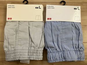 新品!!ユニクロ☆トランクス Lサイズ 2枚 ライトグレー&ブルー☆MEN 肌着 下着 パンツ UNIQLO