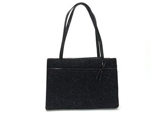 1円 ■美品■ kate spade ケイトスペード ウール×レザー ショルダー トートバッグ 肩掛け レディース グレー系 FI3716