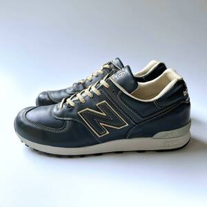  【LIMITED EDITION】NEW BALANCE LM576UK SHI NAVY UK製 US9 27cm オールレザー 中古 限定M576 イギリス英国製 ネイビー NB スニーカー