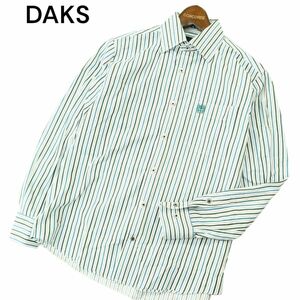 DAKS ダックス 通年 ロゴ刺繍★ 長袖 ボタンダウン ストライプ シャツ Sz.M　メンズ　A4T03818_4#C