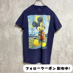 古着 used　Disney ディズニー　Mickey ミッキー　半袖プリントＴシャツ　ネイビー　キャラクター　クルーネック