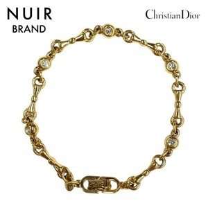 クリスチャンディオール Christian Dior ネックレス ラインストーン チェーン シンプル ゴールド