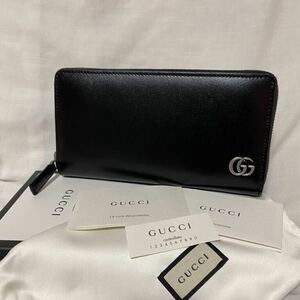 新品 本物 正規品 GUCCI メンズ レザー ラウンドファスナー 財布 長財布 GGマーモント 黒 428736 0YK0N 1000