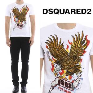 DSQUARED2 ディースクエアード Eagle printed t-shirt イーグルプリント Tシャツ メンズ コットン イタリア製　M ホワイト　白色