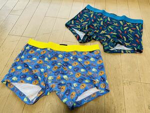 即決！ポールスミス！PAUL SMITH POP LOWRISE BOXER ローライズボクサー 2枚組 唐辛子柄&もふもふした生き物？柄ブルー L