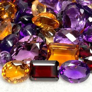 1円〜!!大量!!◯天然アメジスト・シトリン・ガーネットおまとめ4002.5ct◯n 約800.5g 裸石 宝石 amethyst garnet citrine 黄水晶 w4 57