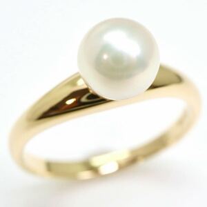 美品!!テリ抜群!!＊TASAKI(田崎真珠)K18アコヤ本真珠リング＊j 2.2g 9.0号 6.0mm珠 パール pearl ring jewelry EA9/EB1