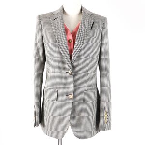 極美品☆BURBERRY バーバリー 4562621 ハウンドトゥース 千鳥格子 ウエストコート テーラードジャケット ブラック 36 正規品 レディース