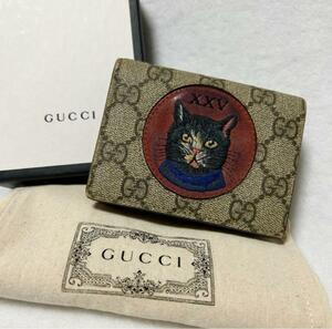 中古品 GUCCI ミスティックキャット 折り財布 二つ折り財布