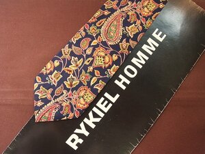 ♪20126C♪良品【花 植物 ペイズリー ペイント 柄】ソニアリキエル【SONIA RYKIEL】ネクタイ