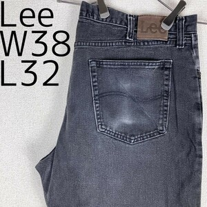 Lee リー ブラックデニム ボトム 黒 ストレート パンツ W38 9911