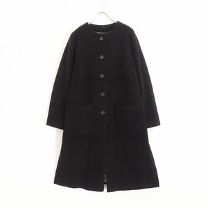 //【定価6.3万】アニエスベー agnes b. *ウールカシミヤブレンドノーカラーコート*38黒ブラックアニエスb.(jk1-2310-339)【13J32】