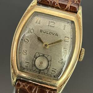 【名品】ブローバ/Bulova/1940’s/アンティーク/10KRGP/タンク/25㎜/手巻き/cal.10BA/メンズ腕時計/動作良好/純正/シルバー文字盤