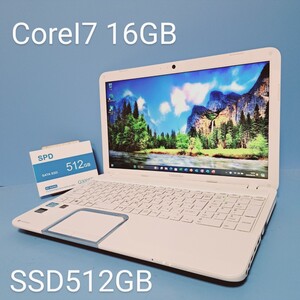 ★最強Corei7★/メモリ16GB/新品SSD512GB/Windows11/T552/58HW/Office2021/ブルーレイ/カメラ/東芝/dynabook/TOSHIBA/Bluetooth