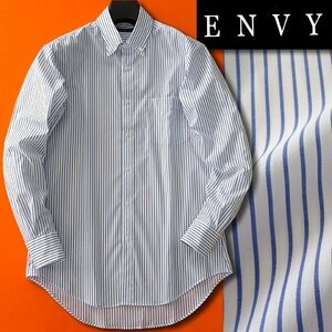 新品 山喜 エンビオム ストレッチ ファインクロス ドレス シャツ L 白青 【HJD558_75】 ENVY HOMME メンズ 長袖 吸水速乾 イージーケア