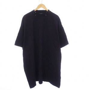 バレンシアガ BALENCIAGA 23AW Pierced T-Shirt ボディーピアス Tシャツ カットソー 半袖 ダメージ加工 5 XXL 黒 ブラック 761460