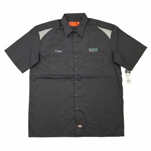 Dead Stock Dickies ワークシャツ 半袖シャツ L ブラック ボタンシャツ ワンポイント 企業 刺繍 ディッキーズ 新品 未使用