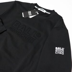 ★ボール BALL 新品 メンズ イタリア発人気ブランド 裏起毛 毛玉になりにくい スウェット トレーナー 黒 XL [64124-99-LL]一 三 参★QWER