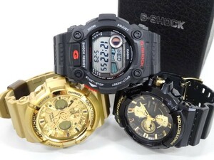 ジャンク 3点セット まとめて CASIO カシオ G-SHOCK Gショック G-7900 クレイジーゴールド GA-200GD GAC-100BR メンズ 腕時計