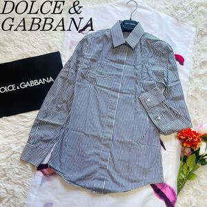 【美品】DOLCE&GABBANA ストライプシャツ 36 長袖 トップス ドルチェ&ガッバーナ S 総柄