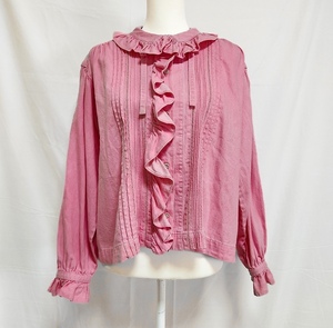 #axc ピンクハウス PINKHOUSE シャツ ブラウス ピンク フリル ピンタック デニム風 ジャケット レディース [906137]