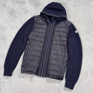 1円　極美品　 MONCLER MAGLIONE モンクレール　ニット切替ダウンジャケット　ネイビー　Sサイズ 11494