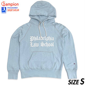 希少■Champion (チャンピオン) ヴィンテージ復刻 ランタグ Philadelphia Law School スウェット パーカー 水色 S 36-38 古着アメカジ