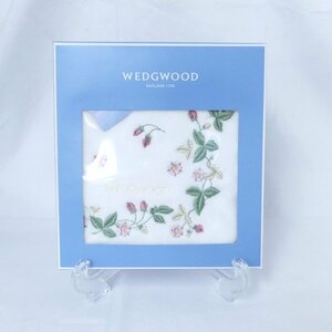 【送料無料】 ウエッジウッド WEDGWOOD 綿100％ イチゴ 花 刺繍 ホワイト タオルハンカチ 未使用品 /2402C