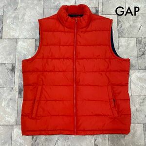 GAP 中綿ナイロンベスト ジップアップ カジュアル オーバーサイズ レッド サイズXL 玉SS1432