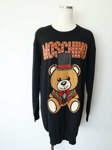 【送料込】MOSCHINO モスキーノ クマニットワンピース イタリア製 ブラック 毛100% 無地 長袖 大人 カジュアル 可愛い おでかけ 6427940