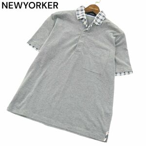 NEWYORKER ニューヨーカー 春夏 レイヤード風★ チェック使い 半袖 ポロシャツ Sz.L　メンズ　A4T03438_4#A