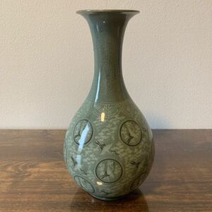 『志岩窯』花瓶 高麗青磁 韓国　※送料無料