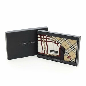 ◇519613 未使用品 BURBERRY バーバリー ハンカチ 2枚セット ノバチェック チェーンステッチモチーフ レディース