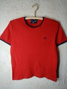 ｎ7266　レア　Ralph Lauren　ラルフ　ローレン　インパクト21　レディース　半袖　リンガーネック　tシャツ　レトロ　vintage　ビンテージ