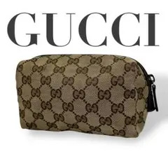 良品 4389 GUCCI グッチ ミニポーチ キャンバス レザー GG柄