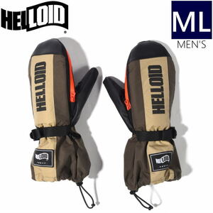 ○22-23 HELLOID 22HEL-01 SNOW ZIP MITTEN GLOVE カラー:OLIVE MLサイズ ヘルロイド グローブ スキー スノーボード