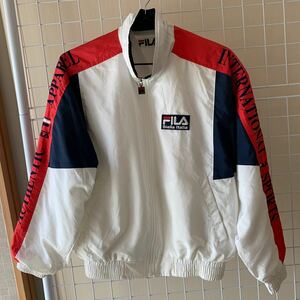 FILA フィラ ジャージ トラックジャケット 90s S ヴィンテージ ウインドブレーカー 白 ナイロンジャケット 古着